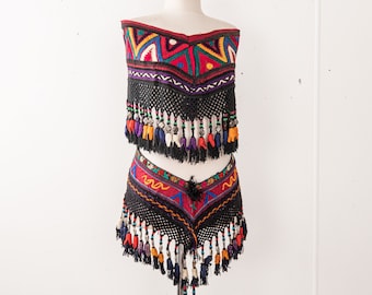 A set of 3 Segusha with Tassles, Mid 20th c. From Uzbekistan SKU;961