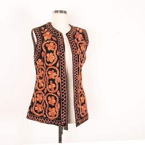 Embroidered Silk Vest from Afghanistan, 1960s. 50 x 63 cm / 19.6 x 24.8 in. SKU:698