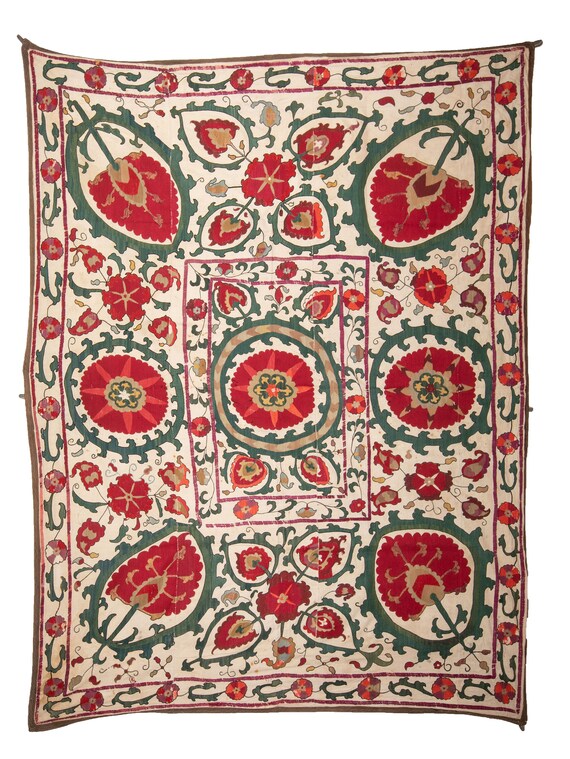 UZBEKISTAN SAMARKAND - Mini silk pictorial hanging RUG