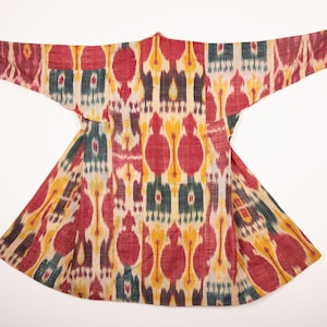 Antique UZBEK IKAT CHAPAN, jacket, caftan, from Central Asia