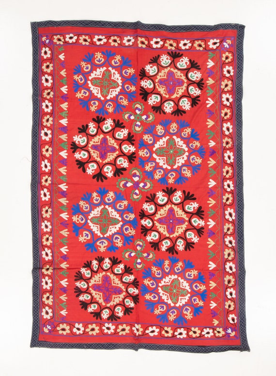 80年代製 ウズベキスタン製 ヴィンテージ スザニ刺繍 テーブルクロス