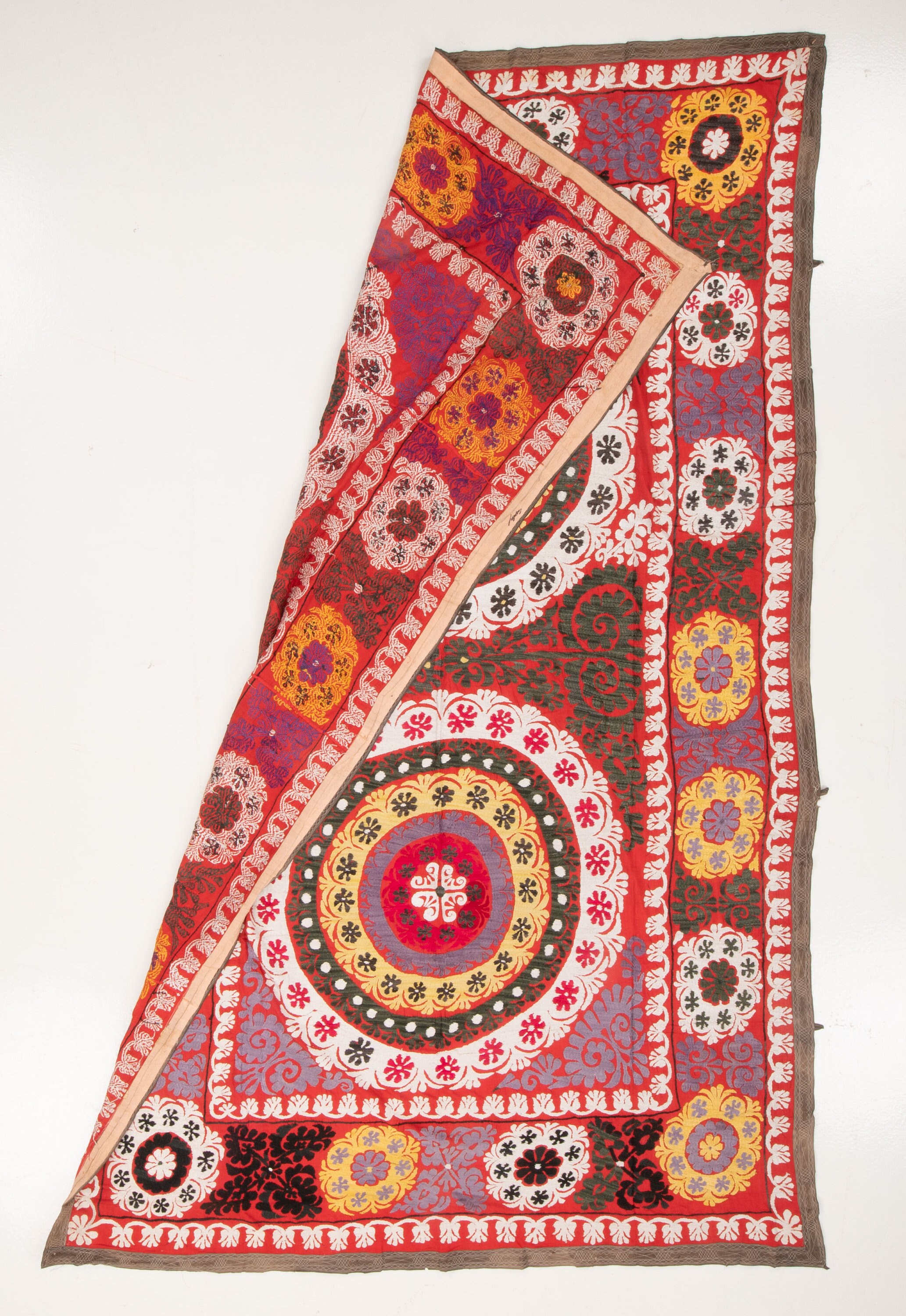 80年代製ウズベキスタン製ヴィンテージスザニ刺繍テーブルクロス壁掛け