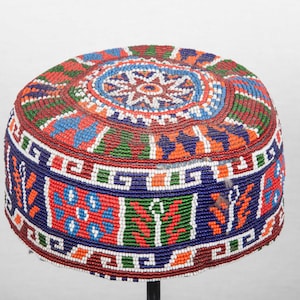 Vintage AFGHAN Beaded Tribal Hat ,shappo, cap, head wear, head gear . Ships free with ups.