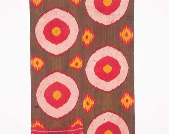 Antique Silk Ikat Fragment with a Manchester Print on the back  90 x 132 cm / 35.43'' x 52.96'' SKU:200505