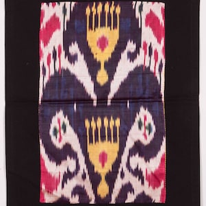 FREE SHIPPING Antique Tajik Satin Ikat Fragment backed on cotton