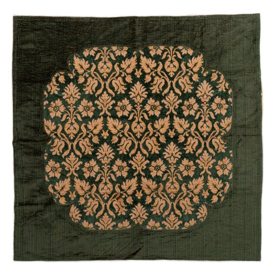 Antique European Silk and Cotton Cut Velvet Panel, Italy 115 x 113 cm / 45.2 x 44.4 in. SKU-9558