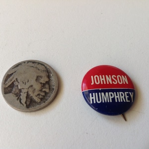 Vintage 1964 Lyndon JOHNSON/Hubert HUMPHREY Democrat Campaign Button or Pin