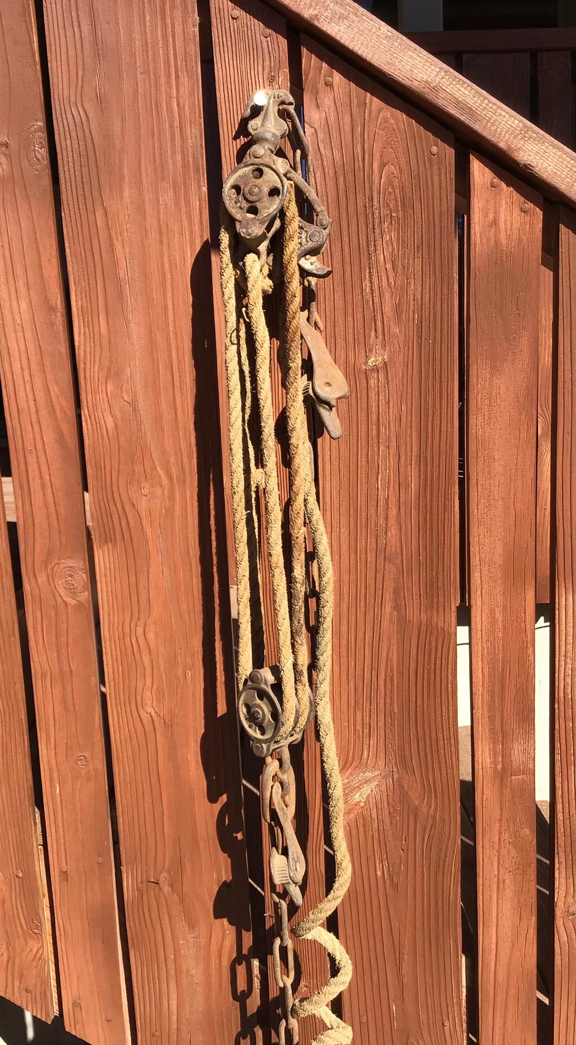 Antique Cast Iron Wire Fence Stretcher Rope Double Pulley Tool Etsy
