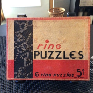 1950&#39;s 6 PUZZLE Rings with Box Made in Japan