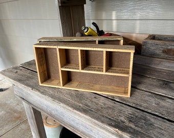 5 Compartment Rectangular Handmade Wood Box Made From Advertising Yardstick - G