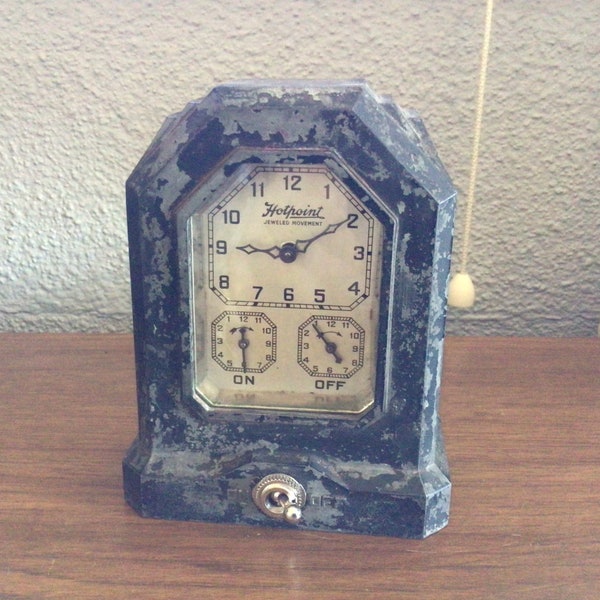 Vintage Wind  UP Clock 1920 Hotpoint Jeweled Automatic Range Timer -ART DECO