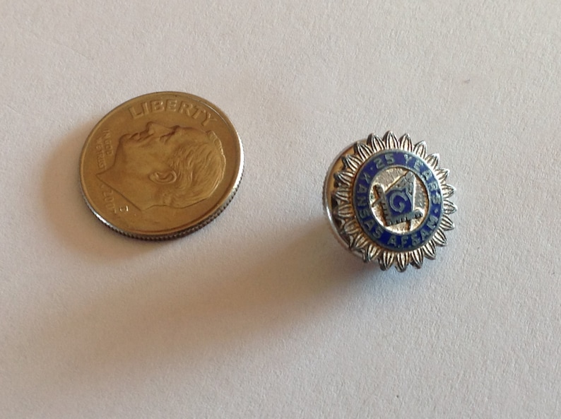 Vintage Masonic Kansas AF & AM Mason 25 Year Lapel Pin image 1