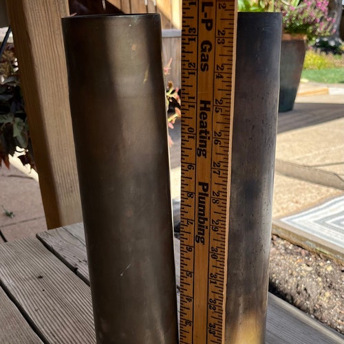 Two (2) Solid Brass WWII 75MM sales Empty Shell Cases