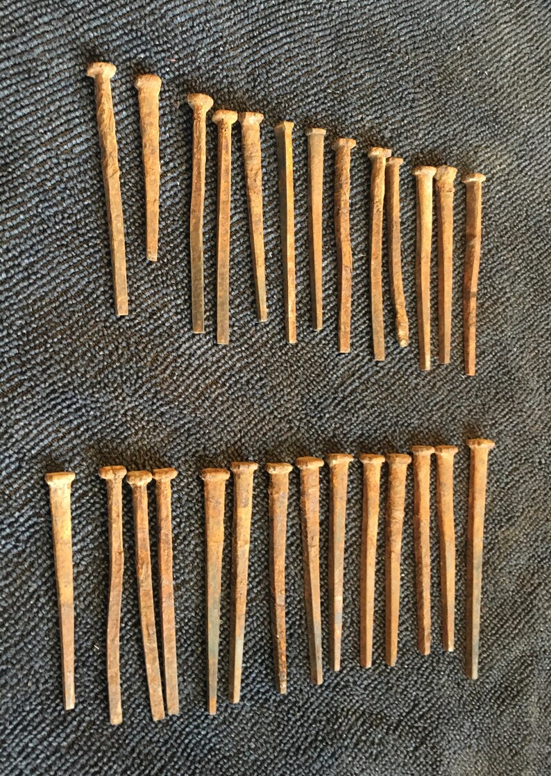 Antique Square Head Rusty Barn Nails A Etsy