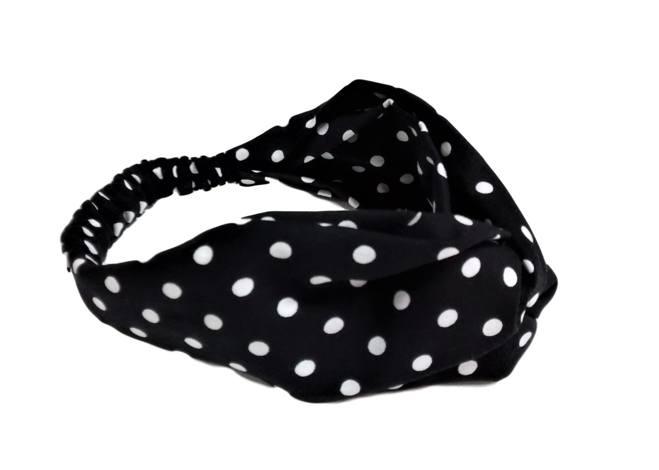 Black and White Polka Dot Headband With a Twist, Twisted Turban Head ...