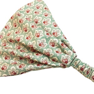 Teal Wide Headband for Women, Head Scarf with Elastic, Extra Wide for Hair Loss, Calico Floral Print, Cottagecore Headband, Workout Yoga