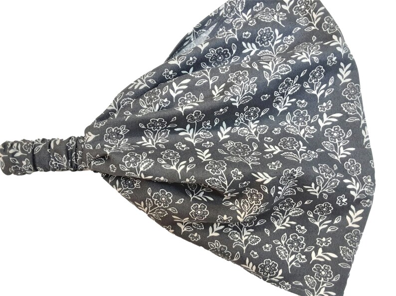 Gray Headband with Elastic Back Wide Cotton Bandana Head Etsy