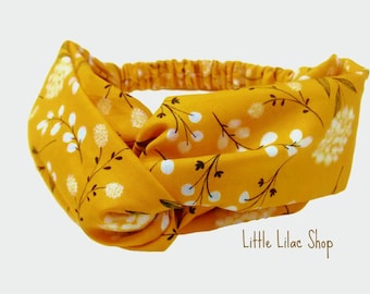 Turban Headband for Women, Twist Front Headband, Boho Headband, Mustard Gold Headwrap, Turban Headband, Yoga Headband
