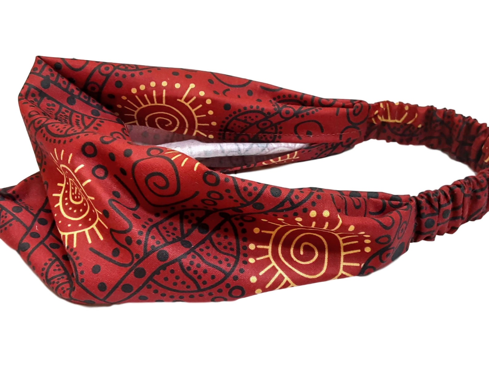Red Aboriginal Wide Headband Extra Wide Bandana Hair Loss Etsy