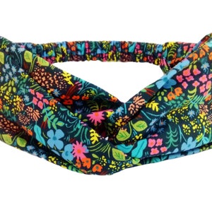 Rifle Paper Co Twisted Headband, Knotted Turban Head Wrap, English Garden Navy, Turban Headband, Blue Floral Twist Turban for Women
