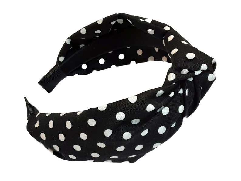 Black and White Polka Dot Headband Knotted Headband for Etsy