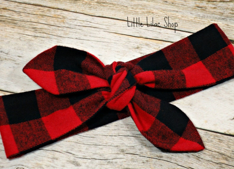 Buffalo Plaid Headband Red and Black Plaid Toddler Headband 5 Baby Headband Lumberjack Plaid Flannel Headband Top Knot Headband