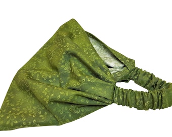 Green Headband, Wide Cotton Head Scarf for Women, Hair Loss Head Cover with Elastic