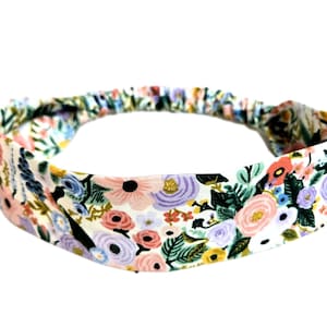 Pastel Narrow Rifle Paper Co. Headband, Hair Band, Skinny Headband, Pastel Flower Print, Women and Teens, Hair Band with Elastic Back
