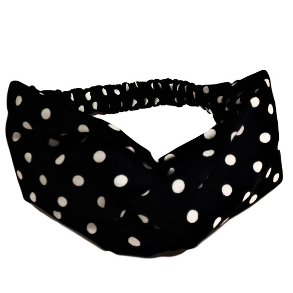Black and White Polka Dot Headband - Etsy