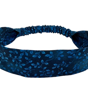 Blue Cotton Narrow Hair Band, Skinny Headband for Women and Girls, Preppy Narrow Hair Band, Fabric Headband with Elastic Back