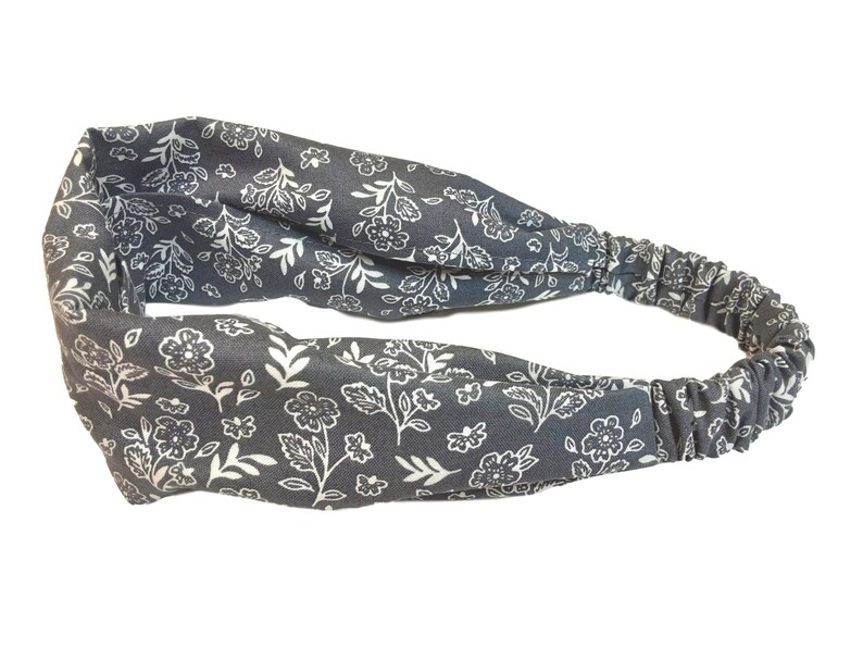 Gray Headband with Elastic Back Wide Cotton Bandana Head Etsy