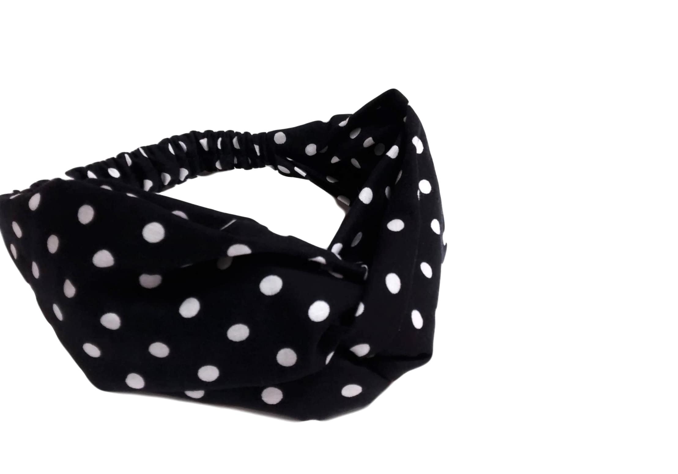 Black and White Polka Dot Headband With a Twist, Twisted Turban Head ...