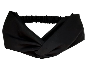 Black Twist Headband for Women, Knotted Headband, Solid Black Cotton, Twisted  Turban for Women, Preppy Hair Accessory, Head Wrap