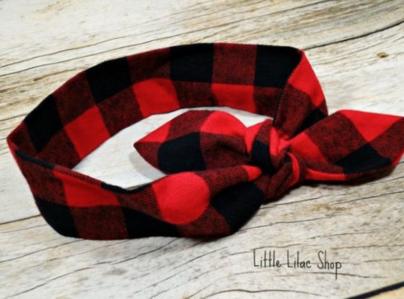 Buffalo Plaid Headband Red and Black Plaid Toddler Headband 5 Baby Headband Lumberjack Plaid Flannel Headband Top Knot Headband
