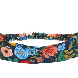 Rifle Paper Co. Narrow Headband for Women and Teens, Preppy Retro Headband, Floral Print, Hair Band Elastic Back, Wildwood Garden Party