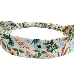 Narrow Headband for Women and Teens, Floral Print by Rifle Paper Co.,  Retro Narrow Hair Band with Matching Elastic Back