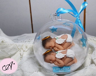 Christmas ornament, twin babies, twin angels, perinatal grief, keepsake ornament, commemorative remembrance ornament, MADE TO ORDER