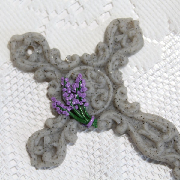 Decorative cross, cross to hang on the wall, cross with a heart or flowers, MADE TO ORDER