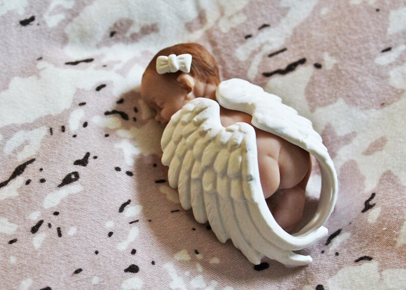 baby/'s room decoration Baby angel birth gift Baby figurine fimo newborn baby shower baby cake topper baptism cake topper