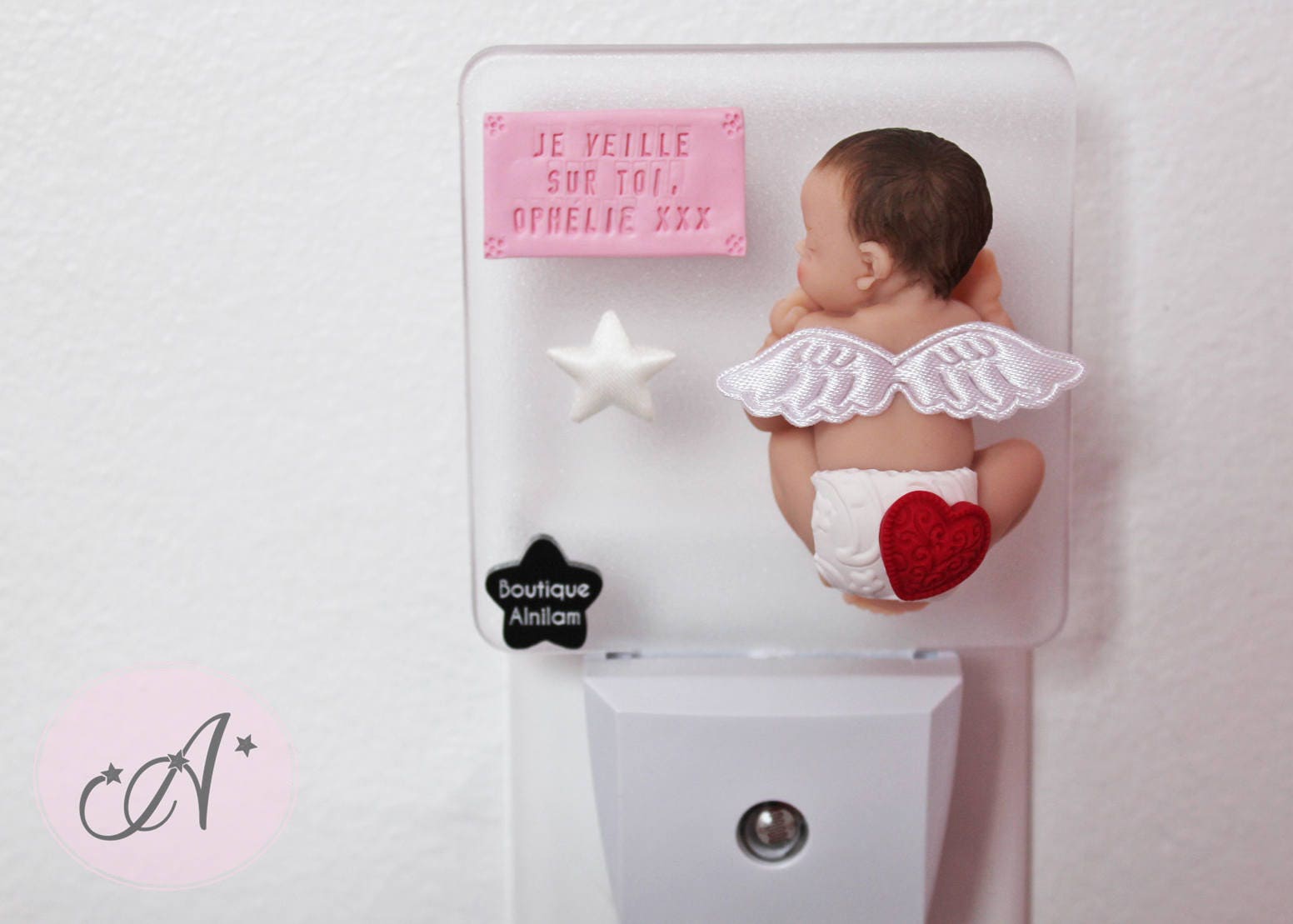 Veilleuse Deuil Perinatal Veilleuse Bebe Ange Je Veille Sur Etsy
