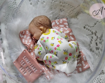Baby Christmas ornament/ball, baby in pajamas, baby’s first Christmas, customized ornament, Christmas decorations, Fimo baby, MADE TO ORDER