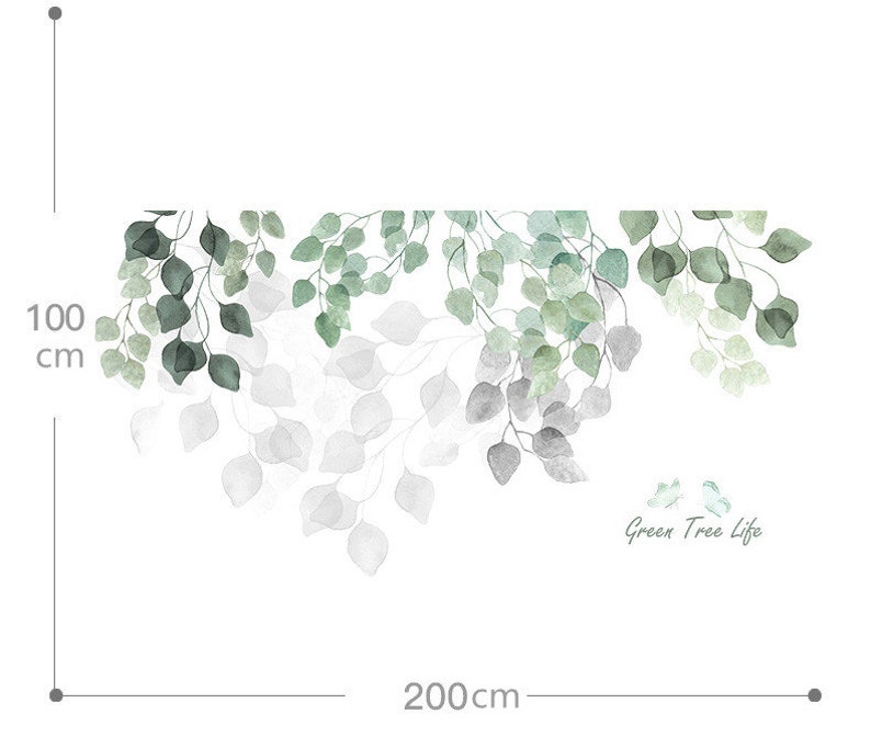 Grote groene en grijze blad muur stickers citaten en