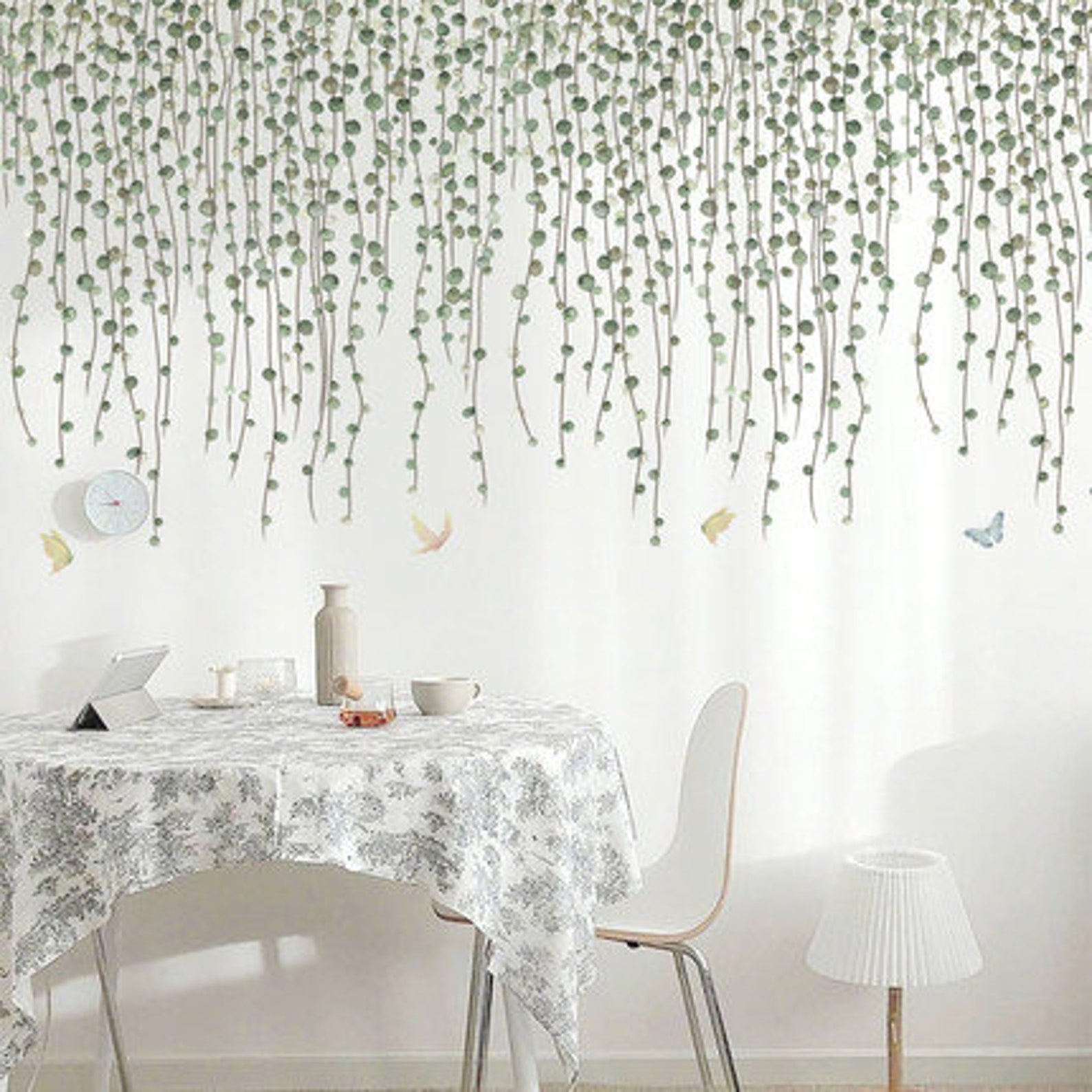 Hanging dark green leaves vine wall decal natural plants Wall Etsy