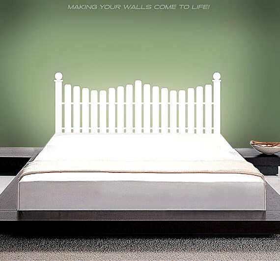 White Pocket Fence Pattern Headboard Vinyl Wall Decals Queen Etsy