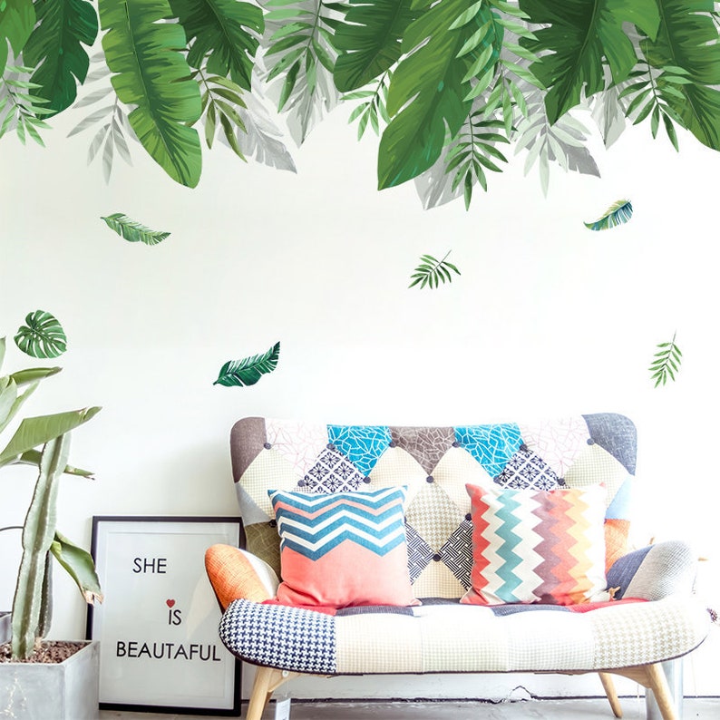 Greenery Foliage Leave Flower Wall Stickers Home Kids Nursery Decor Vinyl Decal
