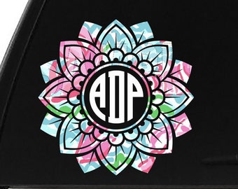 Mandala Monogram Decal - Flower Mandala Car Decal - Mandala Sticker