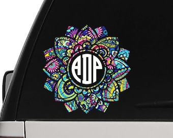 Monogram Mandala - Mandala Decal - Mandala Sticker - Laptop Decal - Monogram Sticker - Yeti Cup Decal - Car Window Decal