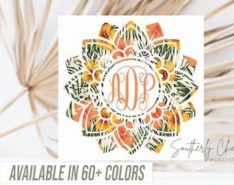 Monogram Mandala, Monogram Mandala Decal, Monogram Flower, Laptop Decal, Monogram Sticker