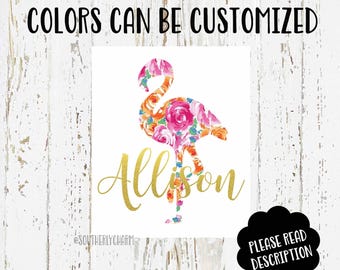 Flamingo Monogram Decal- Flamingo Sticker - Personalized Name - Car Window Decal - Cup Decal - Gifts for Her