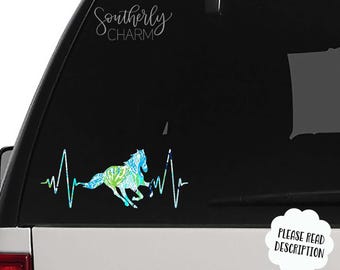 Horse Heartbeat Decal - Horse Car Decal - Horse Lover Gift - Horse Heartbeat Sticker - Yeti Cup Decal - Laptop Sticker